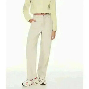 Aritzia Tna White Greenwich High Rise Wide Leg Carpenter Baggy Jeans. Size 0
